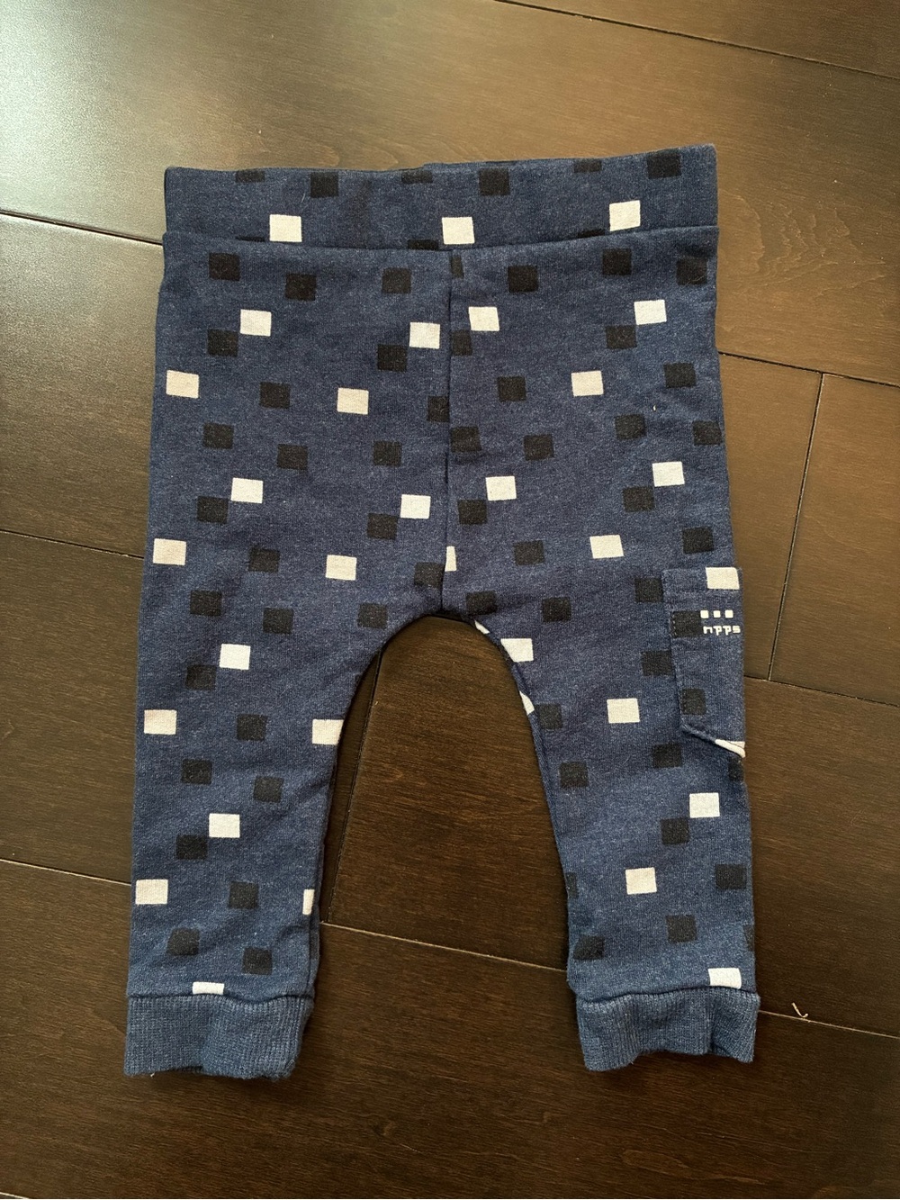 Noppies Baby Leggings in Navy with Black and White Square Print
